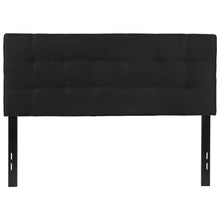 Load image into Gallery viewer, Full size Modern Box-Stitch Black Fabric Upholstered Headboard

