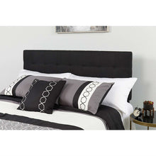 Load image into Gallery viewer, Full size Modern Box-Stitch Black Fabric Upholstered Headboard
