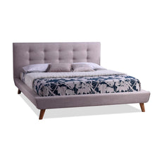 Load image into Gallery viewer, Full size Beige Linen Upholstered Platform Bed with Button Tufted Headboard
