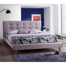 Load image into Gallery viewer, Full size Beige Linen Upholstered Platform Bed with Button Tufted Headboard
