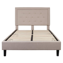 Load image into Gallery viewer, Full Beige Fabric Upholstered Platform Bed Frame with Tufted Headboard
