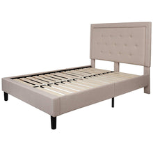 Load image into Gallery viewer, Full Beige Fabric Upholstered Platform Bed Frame with Tufted Headboard
