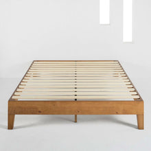 Load image into Gallery viewer, Full size Mid-Century Modern Solid Wood Platform Bed Frame in Natural

