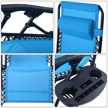 Load image into Gallery viewer, Set of 2 Blue Folding Outdoor Zero Gravity Lounge Chair Recliner
