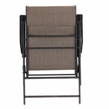 Load image into Gallery viewer, Set of 2 Outdoor Folding Patio Chairs in Brown with Black Metal Frame
