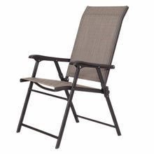 Load image into Gallery viewer, Set of 2 Outdoor Folding Patio Chairs in Brown with Black Metal Frame
