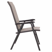 Load image into Gallery viewer, Set of 2 Outdoor Folding Patio Chairs in Brown with Black Metal Frame
