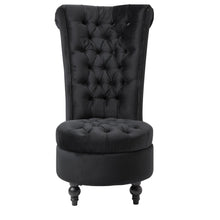 Load image into Gallery viewer, Black Tufted High Back Plush Velvet Upholstered Accent Low Profile Chair
