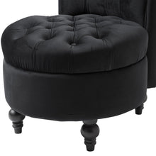 Load image into Gallery viewer, Black Tufted High Back Plush Velvet Upholstered Accent Low Profile Chair
