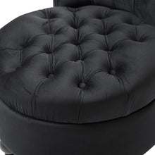 Load image into Gallery viewer, Black Tufted High Back Plush Velvet Upholstered Accent Low Profile Chair
