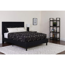 Load image into Gallery viewer, Full size Black Fabric Upholstered Platform Bed Frame with Headboard
