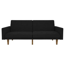 Load image into Gallery viewer, Black Mid-Century Modern Linen Upholstered Sofa Bed with Classic Wood Legs
