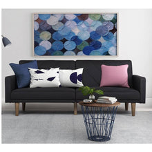 Load image into Gallery viewer, Black Mid-Century Modern Linen Upholstered Sofa Bed with Classic Wood Legs
