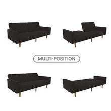 Load image into Gallery viewer, Black Mid-Century Modern Linen Upholstered Sofa Bed with Classic Wood Legs
