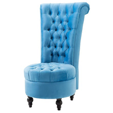 Load image into Gallery viewer, Blue Tufted High Back Plush Velvet Upholstered Accent Low Profile Chair
