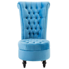 Load image into Gallery viewer, Blue Tufted High Back Plush Velvet Upholstered Accent Low Profile Chair
