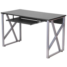 Load image into Gallery viewer, Contemporary Black Laminate Office Computer Desk with Keyboard Tray

