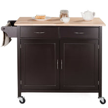 Load image into Gallery viewer, Brown Kitchen Island Storage Cart with Wood Top and Casters
