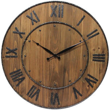 Load image into Gallery viewer, Brown Wine Barrel FarmHome Wall Clock
