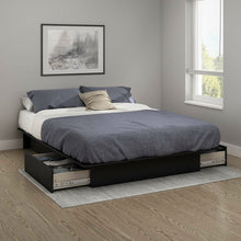 Load image into Gallery viewer, Queen Platform Bed Frame with 2 Storage Drawers in Black Wood Finish
