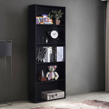 Load image into Gallery viewer, Modern 5-Shelf Bookcase Storage Shelves in Black Wood Finish
