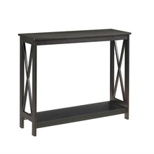 Load image into Gallery viewer, Black Wood Console Sofa Table with Bottom Storage Shelf
