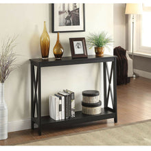 Load image into Gallery viewer, Black Wood Console Sofa Table with Bottom Storage Shelf
