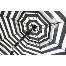 Load image into Gallery viewer, 6 Foot Black White Stripe Drape Umbrella Manual Lift with Tilt
