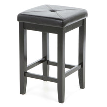 Load image into Gallery viewer, Set of 2 - Black 24-inch Backless Barstools with Faux Leather Seat
