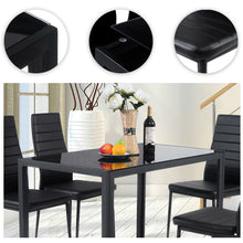 Load image into Gallery viewer, 5 Piece Black Glass Tabletop Dining Set With Soft Leather Chairs
