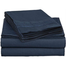 Load image into Gallery viewer, King size 4-Piece Wrinkle-Free Microfiber Sheet Set in Navy Blue
