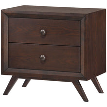 Load image into Gallery viewer, Mid-Century Modern Style End Table Nightstand in Cappuccino Wood Finish
