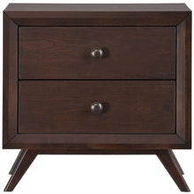 Load image into Gallery viewer, Mid-Century Modern Style End Table Nightstand in Cappuccino Wood Finish
