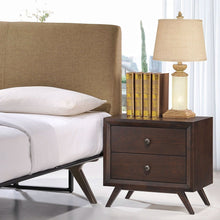 Load image into Gallery viewer, Mid-Century Modern Style End Table Nightstand in Cappuccino Wood Finish
