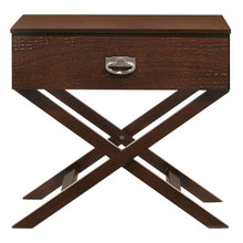 Load image into Gallery viewer, Cappuccino Brown Wood 1-Drawer End Table Nightstand with X Legs
