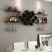 Load image into Gallery viewer, Black 5 Piece Wall Mounted Wine Rack Set with Storage Shelves
