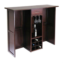 Load image into Gallery viewer, 9 Bottle Walnut Wine Bottle Rack Mini Bar Expandable Counter
