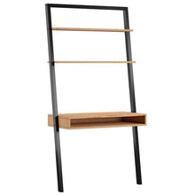 Load image into Gallery viewer, Farmhouse Rustic Oak Black Leaning Ladder Writing Desk 2 Shelves
