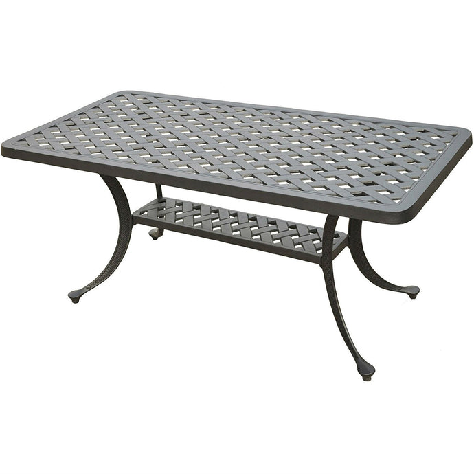 Solid Cast Aluminum 21 x 42 inch Outdoor Patio Dining Cocktail Table - Charcoal