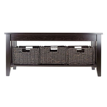 Load image into Gallery viewer, Espresso 2 Tier Coffee Occasional Table with 3 Storage Baskets
