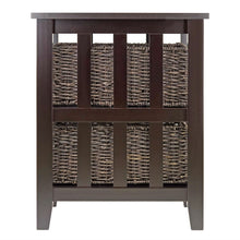 Load image into Gallery viewer, Espresso 3 Tier Bookcase Shelf Accent Table with 2 Small Storage Baskets
