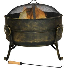 Load image into Gallery viewer, Outdoor 24-inch Diameter Steel Cauldron Wood Burning Fire Pit
