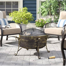 Load image into Gallery viewer, Outdoor 24-inch Diameter Steel Cauldron Wood Burning Fire Pit
