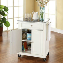 Load image into Gallery viewer, White Kitchen Cart with Granite Top and Locking Casters Wheels

