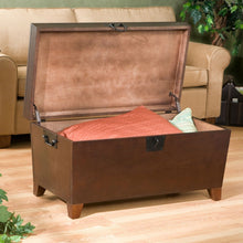 Load image into Gallery viewer, Contemporary Lift Top Coffee Table Storage Trunk in Espresso Finish
