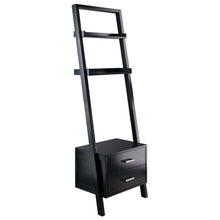 Load image into Gallery viewer, Modern Black 2 Drawer Entryway Shelf Leaning Ladder Bookshelf Bookcase
