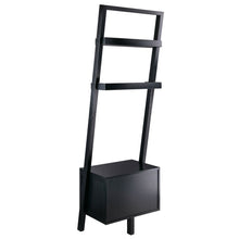 Load image into Gallery viewer, Modern Black 2 Drawer Entryway Shelf Leaning Ladder Bookshelf Bookcase
