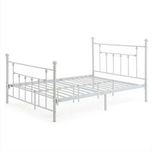 Load image into Gallery viewer, Full size White Classic Metal Platform Bed Frame with Headboard and Footboard
