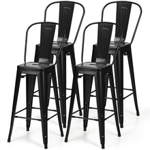 Load image into Gallery viewer, Set of 4 Black 30&quot; Height High Back Metal Industrial Bar Stools
