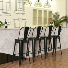Load image into Gallery viewer, Set of 4 Black 30&quot; Height High Back Metal Industrial Bar Stools
